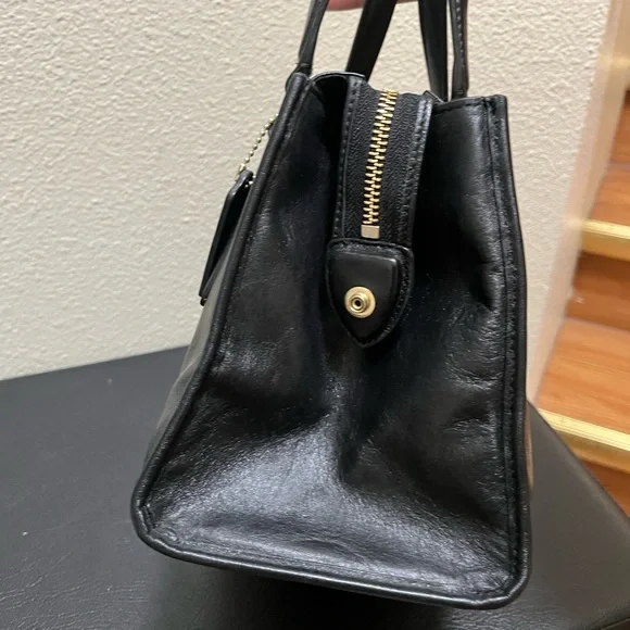 •COACH• Mini Crosby Carryall Black Smooth Leather Missing Strap - Picture 6 of 13